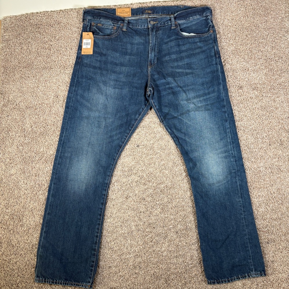 Polo Ralph Lauren Varick Slim Straight Blue Denim Jeans Mens 40x32 NWT